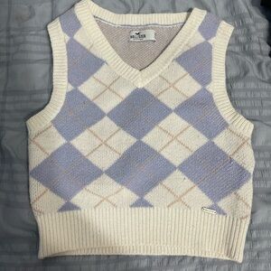 hollister blue and white sweater vest